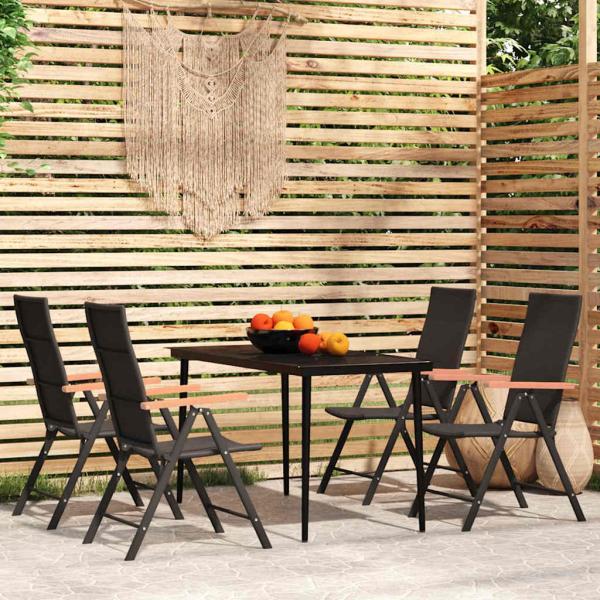 ARDEBO.de - 5-tlg. Garten-Essgruppe Schwarz