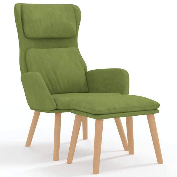 Relaxsessel mit Hocker Hellgrün Samt