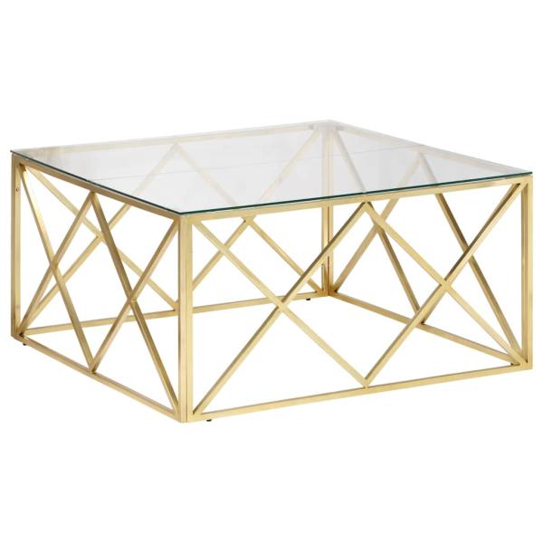 Couchtisch Golden Edelstahl und Hartglas