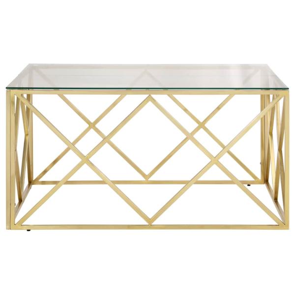 Couchtisch Golden Edelstahl und Hartglas
