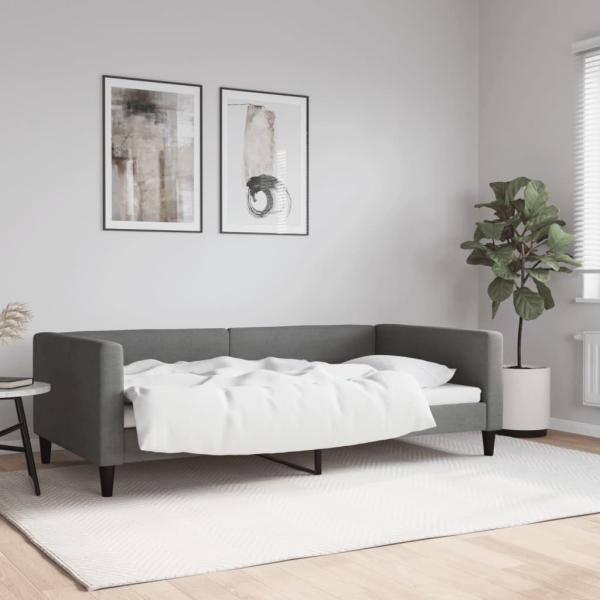 ARDEBO.de - Tagesbett Dunkelgrau 100x190 cm Stoff