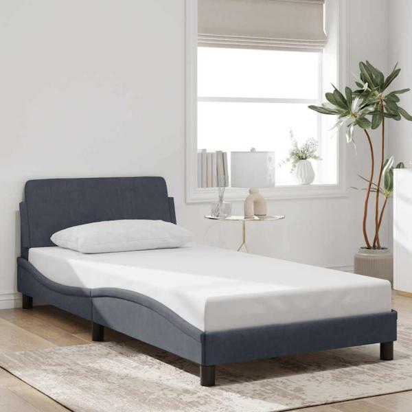 ARDEBO.de - Bettgestell "Dover" Dunkelgrau 100x190 cm Samt