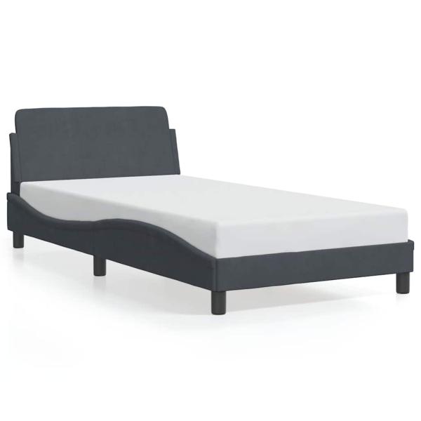 Bettgestell "Dover" Dunkelgrau 100x190 cm Samt