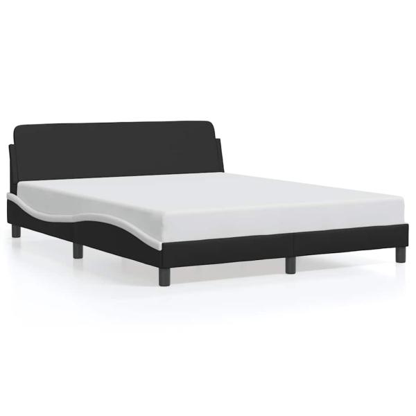 Bettgestell "Dover" Schwarz und Weiß 152x203 cm Kunstleder