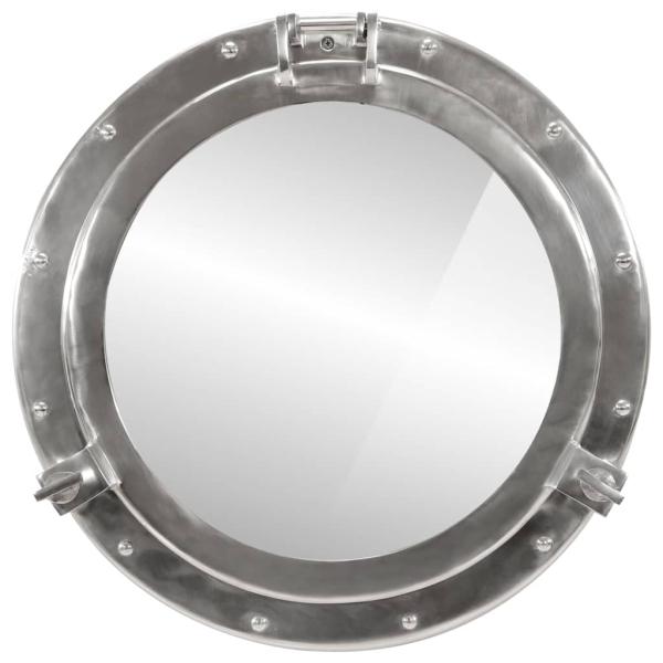 Bullaugen-Spiegel Wandmontage Ø50 cm Aluminium und Glas