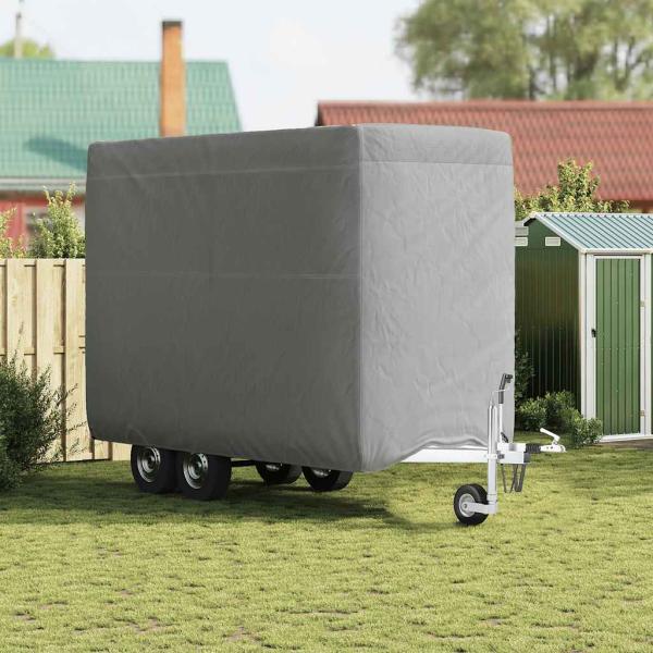 ARDEBO.de - Schutzh?lle f?r Pferdeanh?nger Grau 334x148x230 cm Vliesstoff