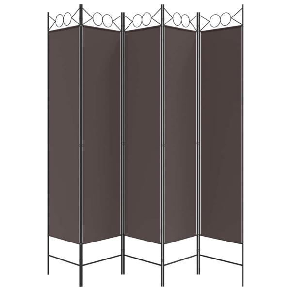 5-tlg. Paravent Braun 200x200 cm Stoff