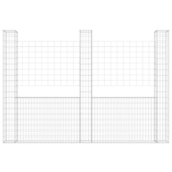 Gabionenkorb U-Form mit 3 Säulen Eisen 260x20x200 cm