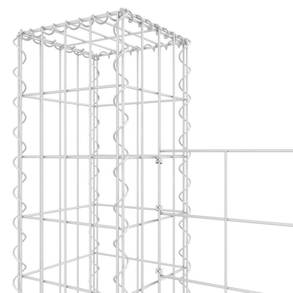 Gabionenkorb U-Form mit 3 Säulen Eisen 260x20x200 cm