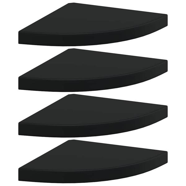 Eck-Schweberegale 4 Stk. Schwarz 35x35x3,8 cm MDF