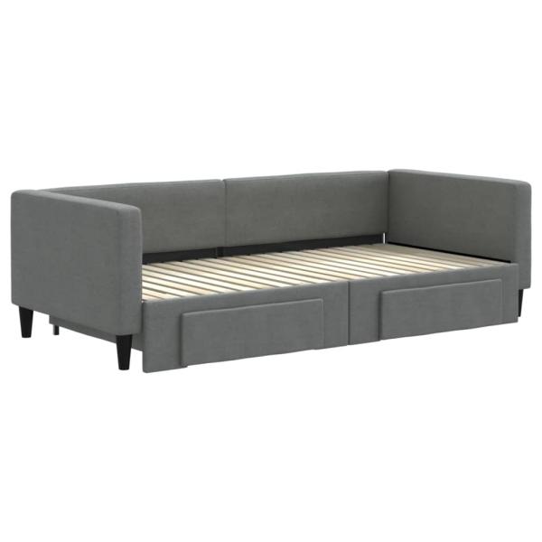 Tagesbett Ausziehbar mit Schubladen Dunkelgrau 100x190 cm Stoff