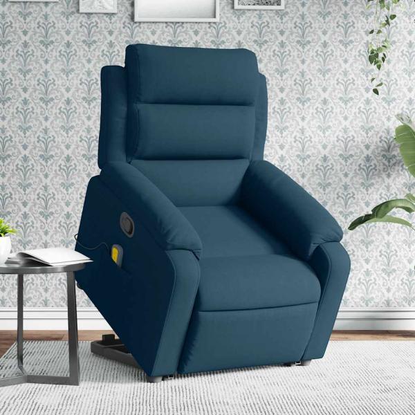 ARDEBO.de - Massagesessel mit Aufstehhilfe Blau Samt
