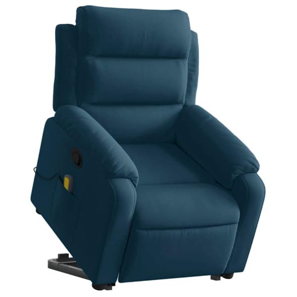 Massagesessel mit Aufstehhilfe Blau Samt
