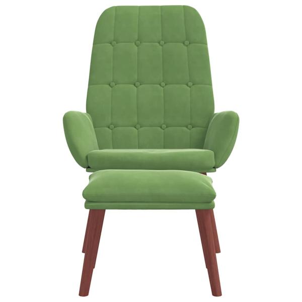 Relaxsessel mit Hocker Hellgrün Samt