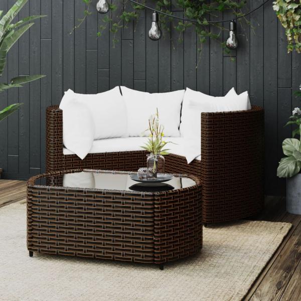 ARDEBO.de - 4-tlg. Garten-Lounge-Set mit Kissen Braun Poly Rattan