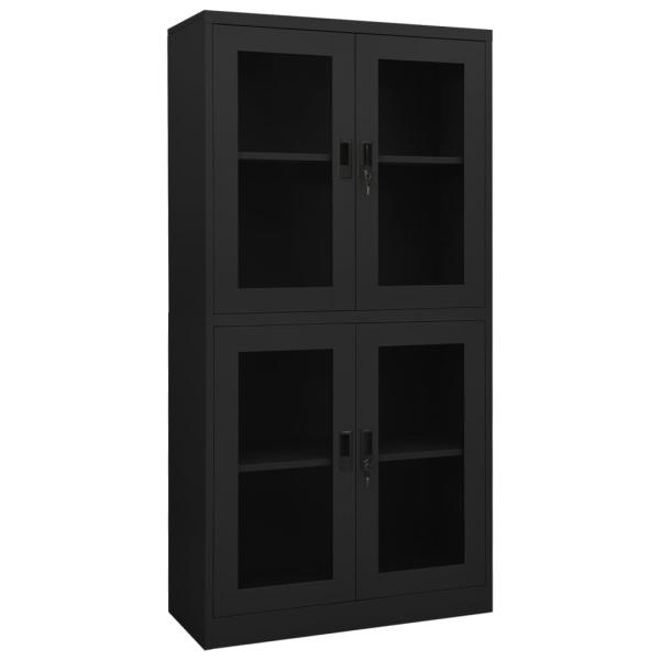 ARDEBO.de - Büroschrank Anthrazit 90x40x180 cm Stahl und Hartglas