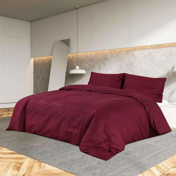 ARDEBO.de - Bettwäsche-Set Bordeauxrot 135x200 cm Leichte Mikrofaser