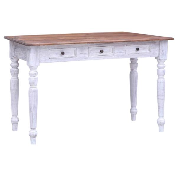 ARDEBO.de - Schreibtisch mit Schubladen Weiß 117x57x75 cm Altholz Massiv