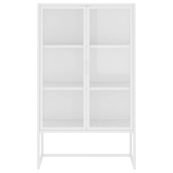 Highboard Weiß 80x35x135 cm Stahl und Gehärtetes Glas