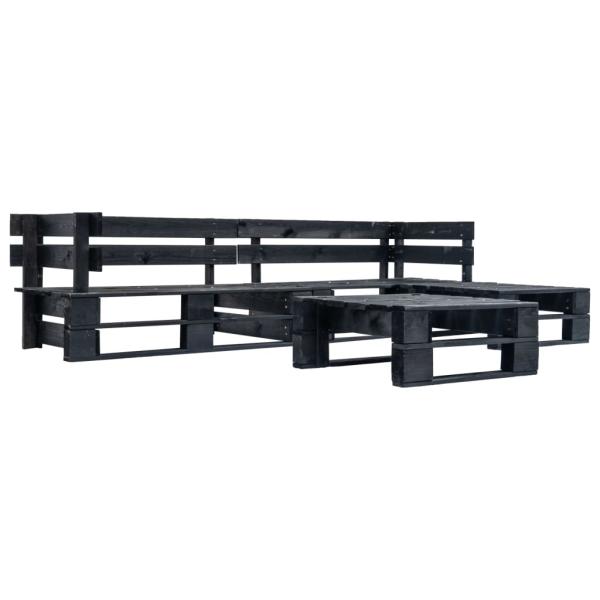 4-tlg. Garten-Lounge-Set aus Paletten mit Grauen Kissen Holz