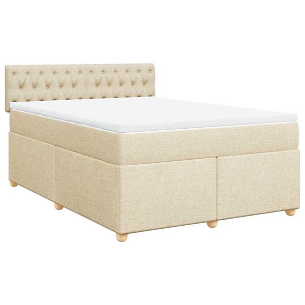 Boxspringbett mit Matratze Creme 140x190 cm Stoff