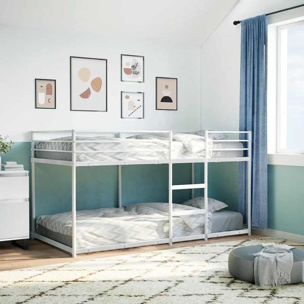 Etagenbett ohne Matratze Weiß 107x203 cm Stahl