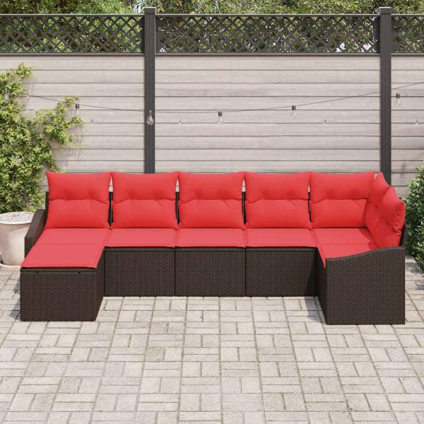 Sofa Set 7 Stk. Braun [Synthetisch]: Poly Rattan
