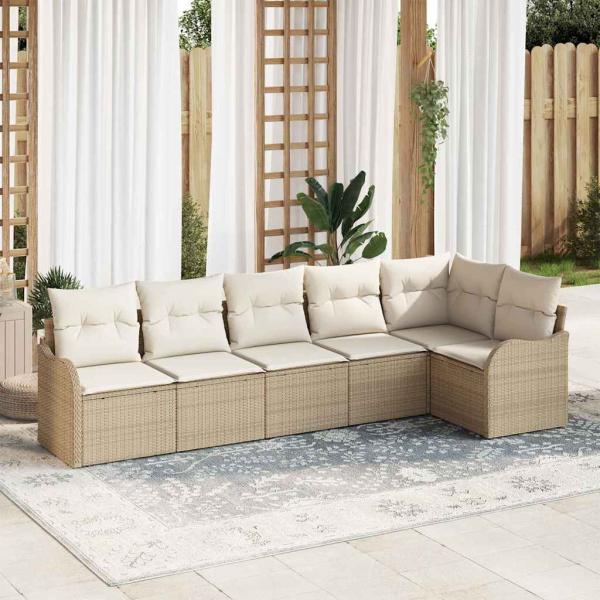 ARDEBO.de - Gartensofa-set 6 stk. Beige Poly-Rattan