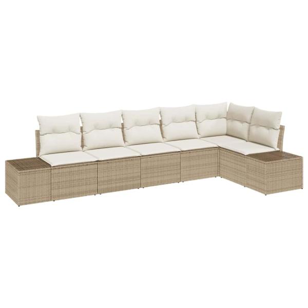 Gartensofa-set 6 stk. Beige und Creme Poly-Rattan