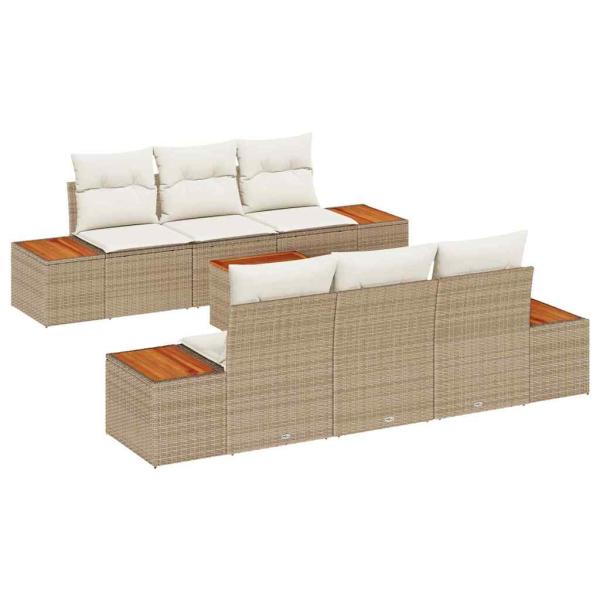 Garten-Sofa-Set 7 stk. Beige Poly Rattan