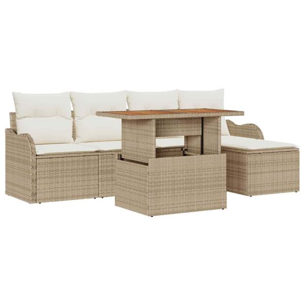 Garten-Sofa-Set 6 stk. Beige Poly Rattan
