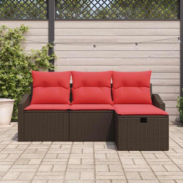 Sofa Set 4 stk. Braun Poly Rattan