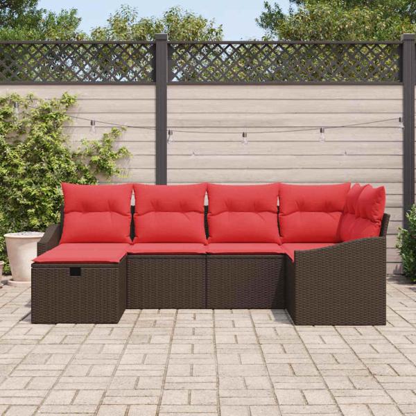 Sofa Set 6 stk. Braun Poly-Rattan
