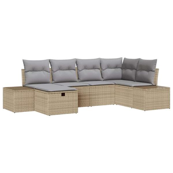 Gartensofa-set 6 stk. Beige Poly-Rattan
