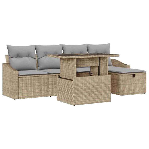 Gartensofa-set 6 stk. Poly-Rattan