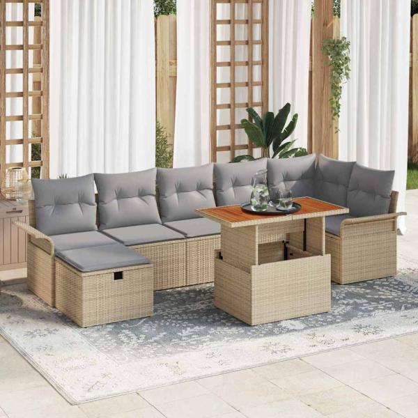 ARDEBO.de - Gartensofa-set 8 stk. Beige Poly-Rattan