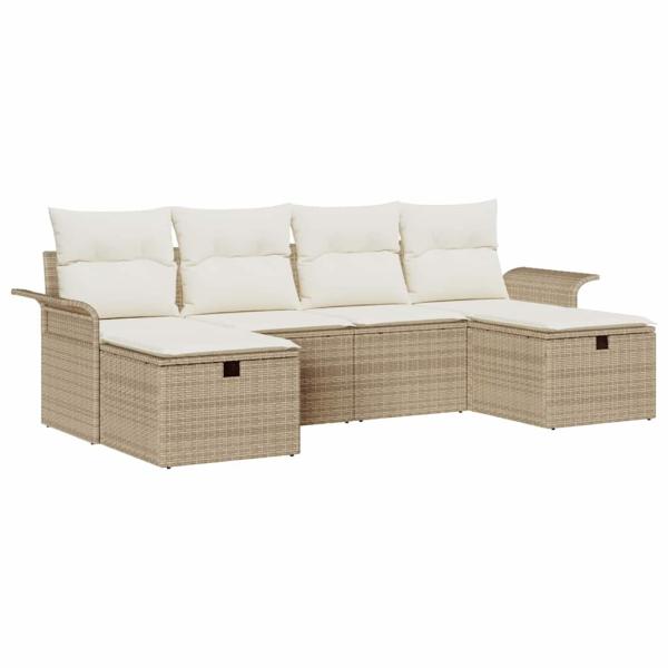 Gartensofa-set 6 stk. Poly Rattan