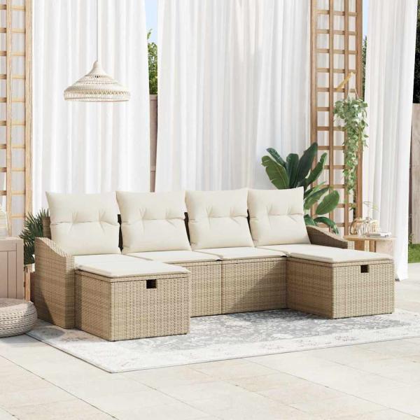 ARDEBO.de - Sofa Set 6 stk. Poly-Rattan