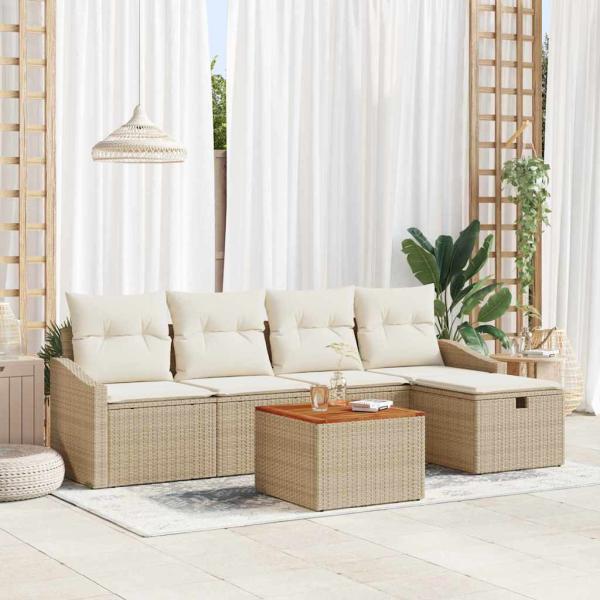 ARDEBO.de - Gartensofa-set 6 stk. Beige Poly Rattan