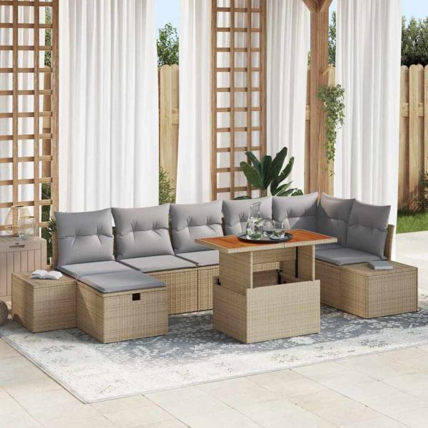 ARDEBO.de - Garten-Sofa-Set 8 stk. Beige Poly-Rattan
