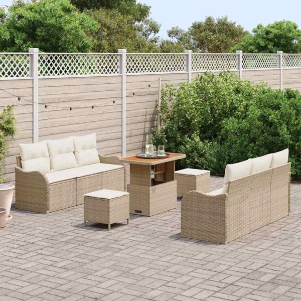 Garten-Sofa-Set 9 stk. 8-Sitzanzahl Beige und Creme