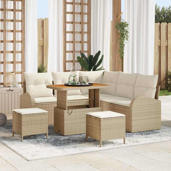 ARDEBO.de - Garten-Sofa-Set 8 stk. 7-Sitzanzahl Beige und Creme