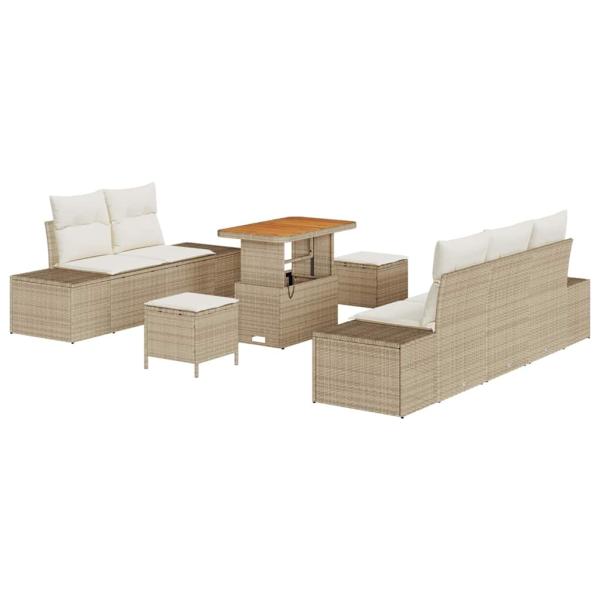 Gartensofa-set 8 stk. 7-Sitzanzahl Beige Poly Rattan