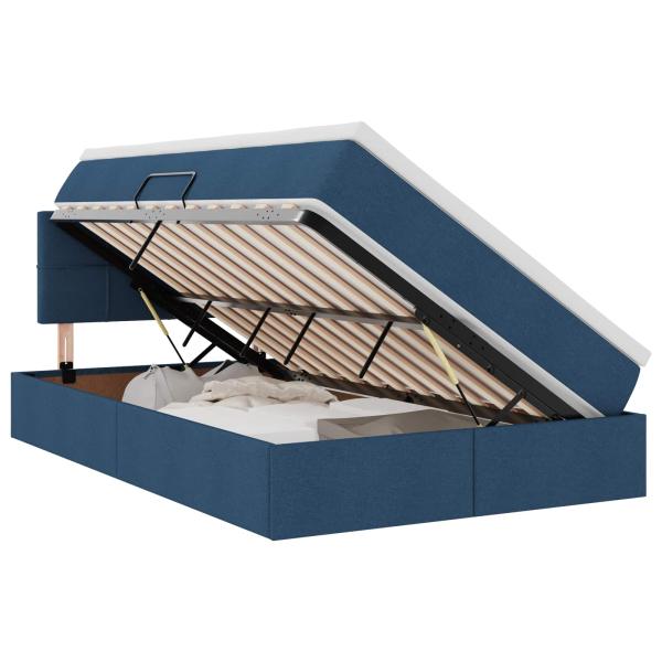 LED-Speicherbett mit Matratze Blau 120 x 190 cm Stoff