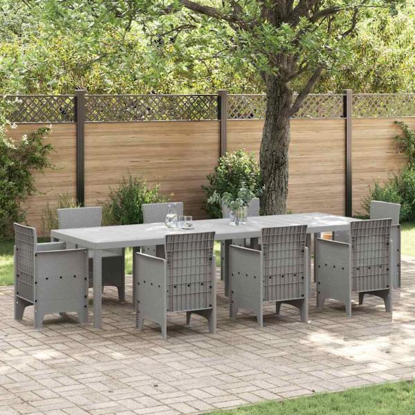 ARDEBO.de - Gartentisch Hellgrau 300 x 100 x 73 cm Poly-Rattan