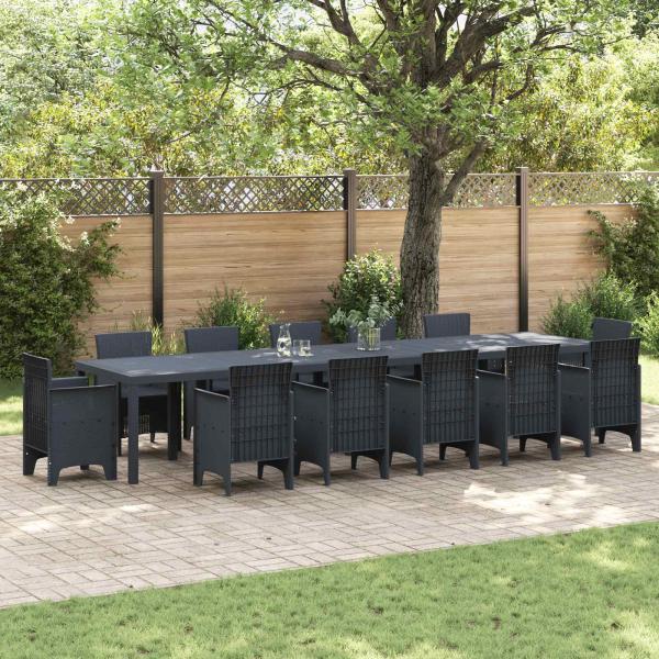 ARDEBO.de - Gartentisch Anthrazit 400 x 100 x 73 cm Poly-Rattan
