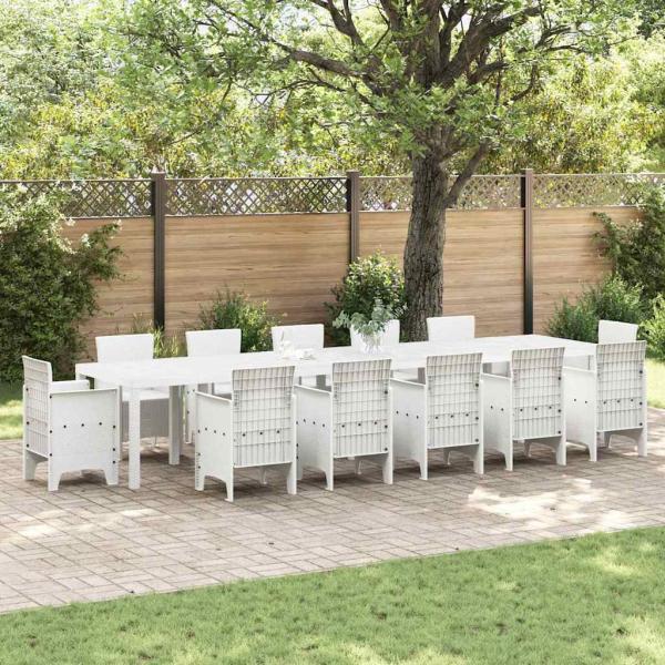ARDEBO.de - Gartentisch Weiß 400 x 100 x 73 cm Poly-Rattan