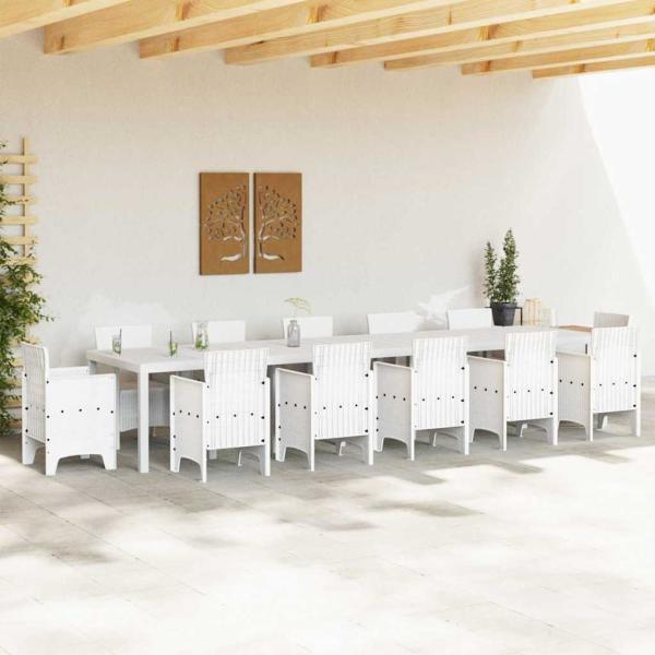 Gartentisch Weiß 400 x 100 x 73 cm Poly-Rattan