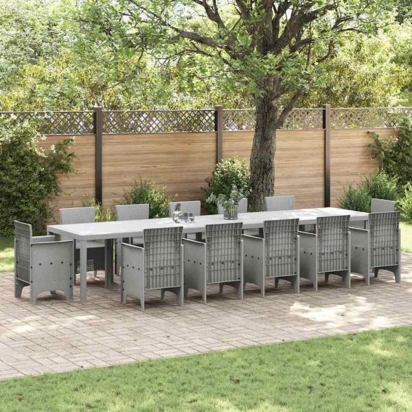 ARDEBO.de - Gartentisch Hellgrau 400 x 100 x 73 cm Poly-Rattan