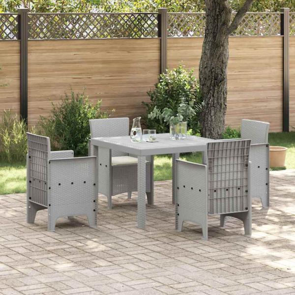 ARDEBO.de - Garten Essgruppe 5 stk. Hellgrau Polypropylen